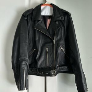 Ladies black leather jacket